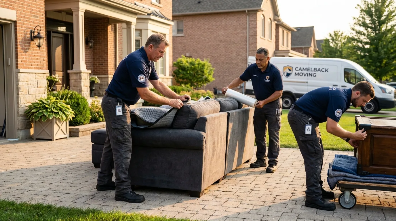 Large estate moving crew wrapping furniture in Kermit, TX